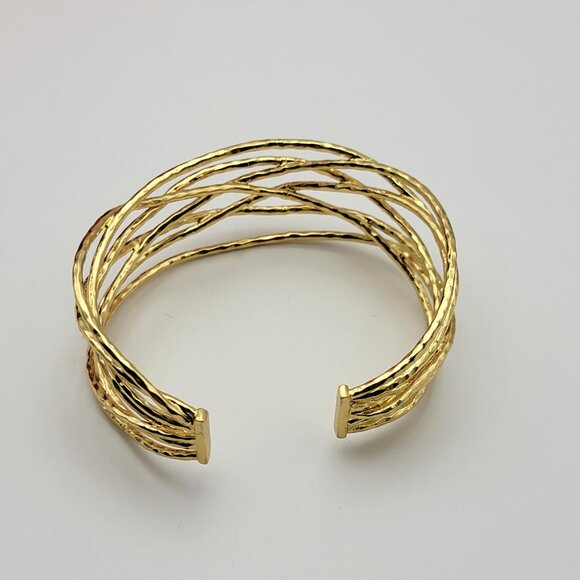 GORJANA Gold Cuff Bracelet 7" Adjustable Open Work Wire Gladiator LOLA - Picture 4 of 6